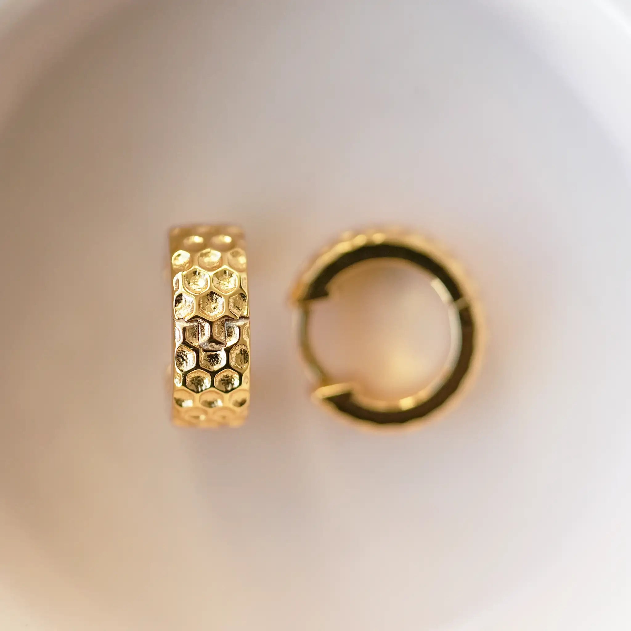Beehive Huggie Hoop Earrings
