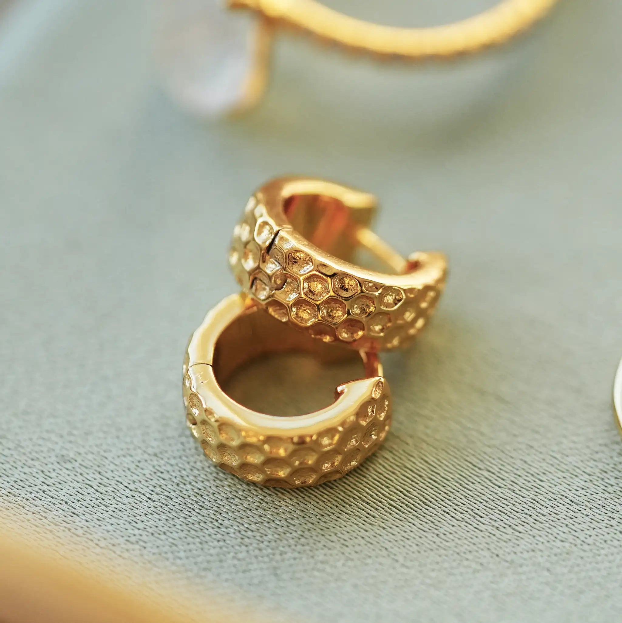Beehive Huggie Hoop Earrings