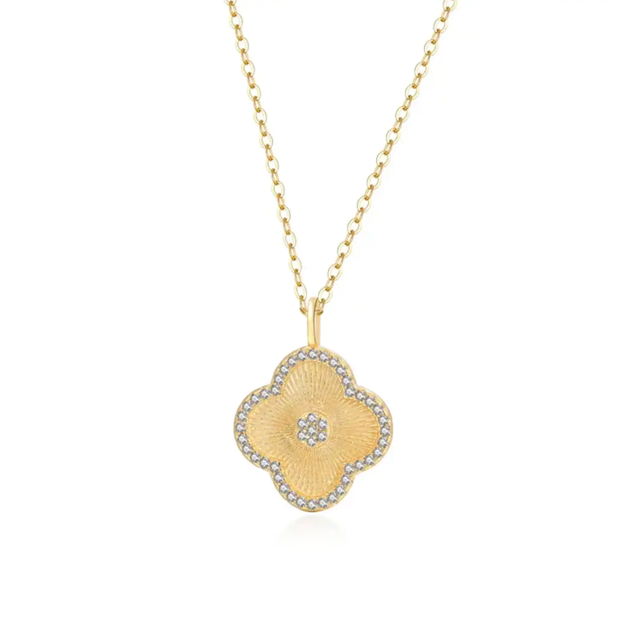 Engravable Clover Necklace (Gold)
