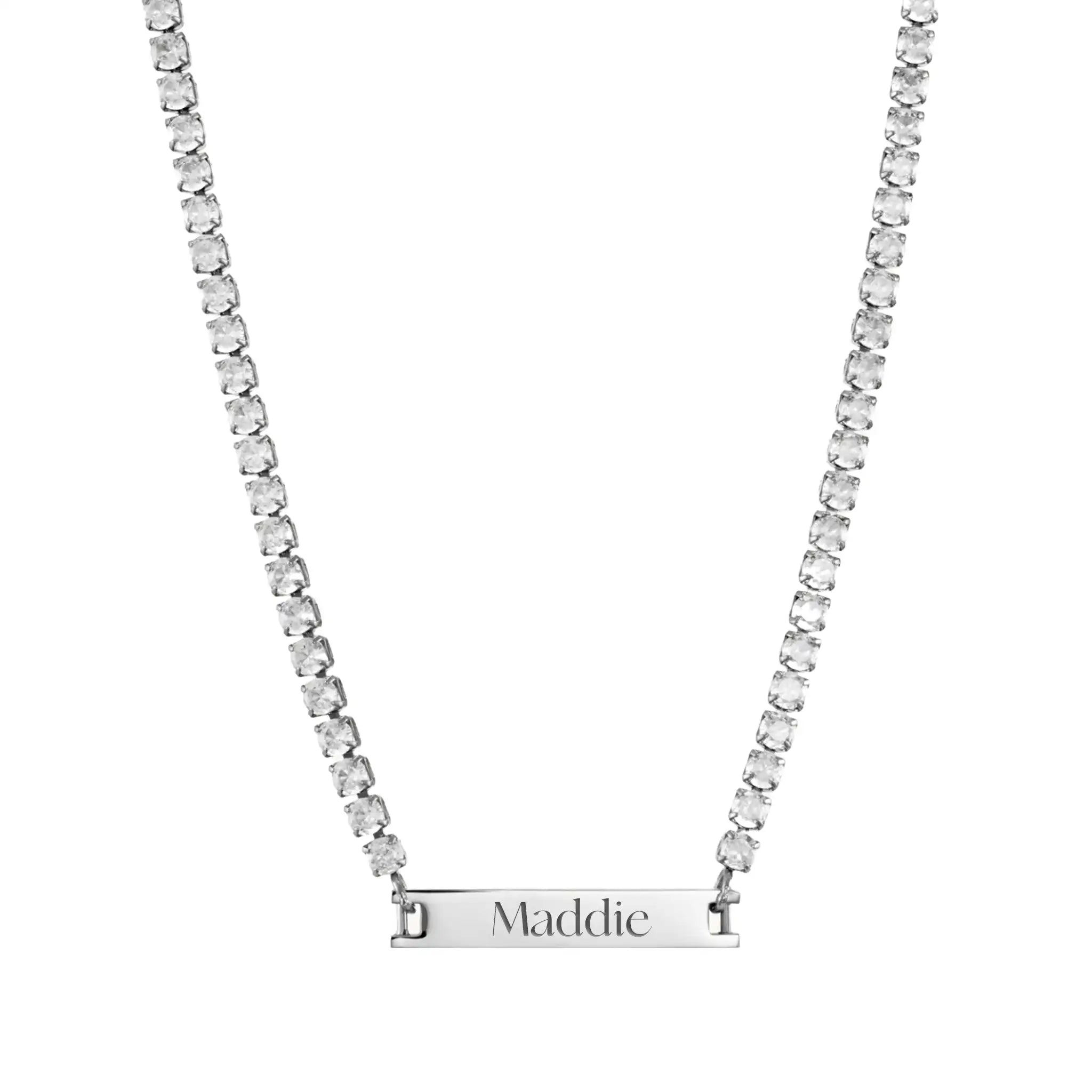 Engravable Tennis Necklace, Silver