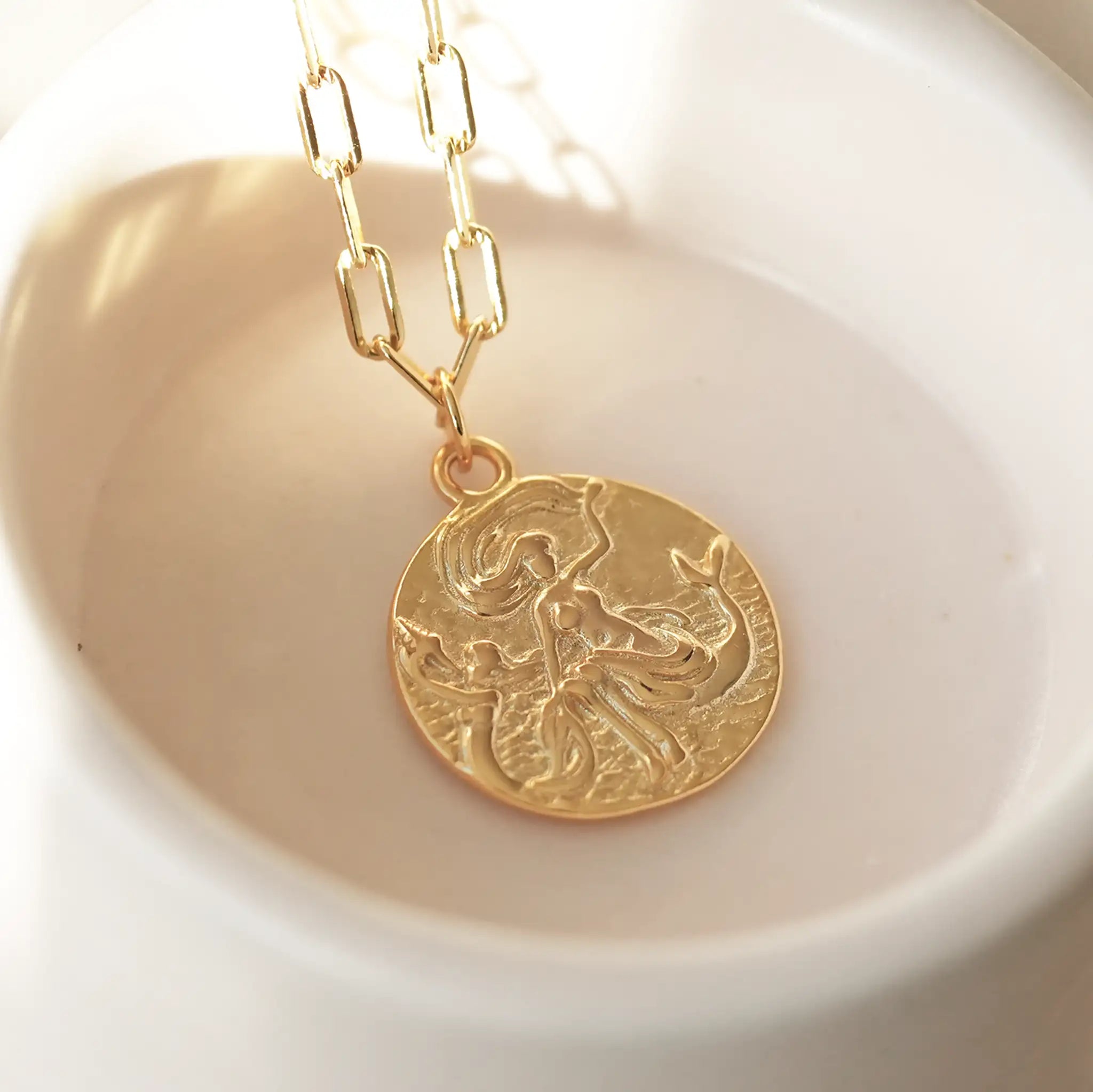 Female Empowerment Mermaid Necklace, Gold