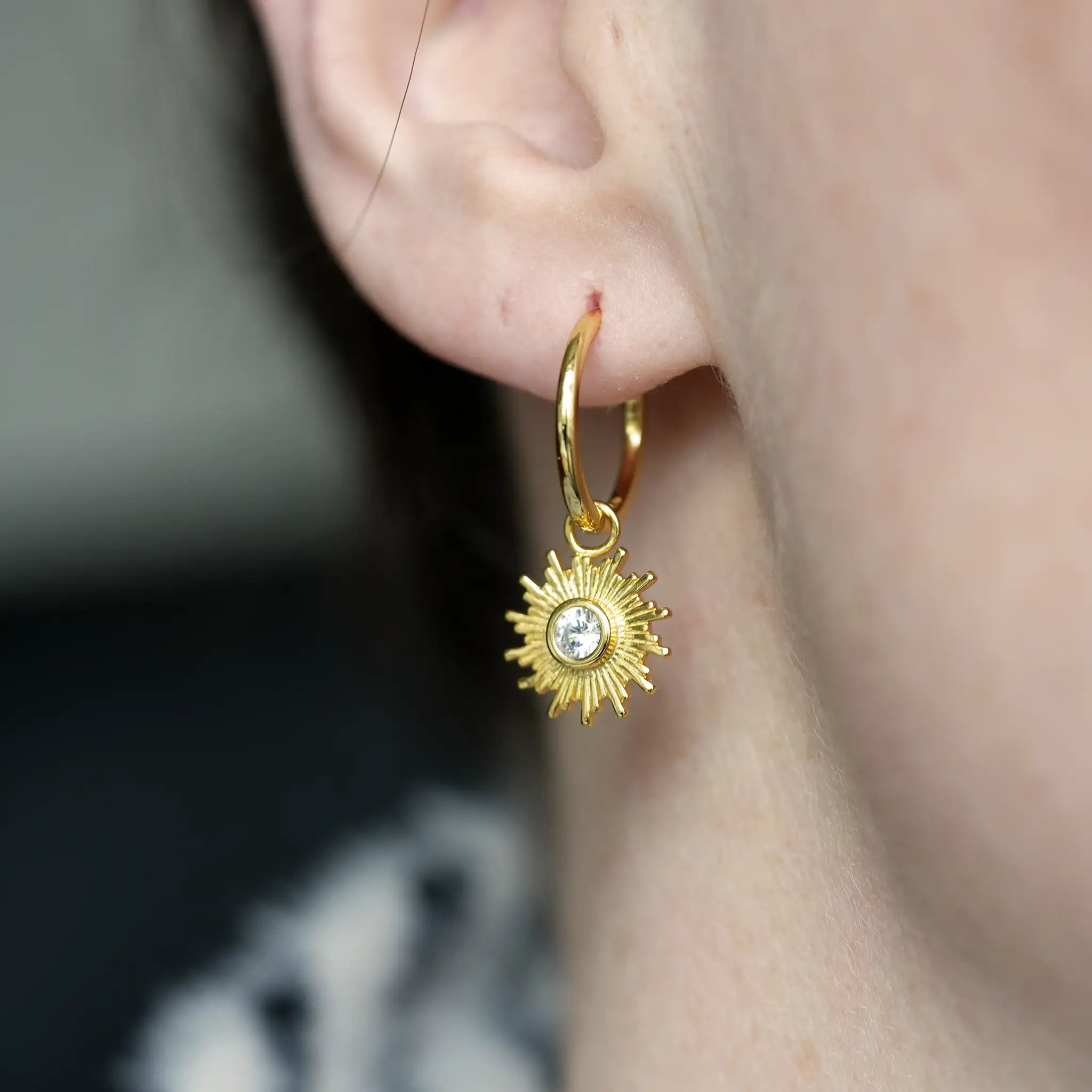 Gold Sun Earrings Hoops Treatfully