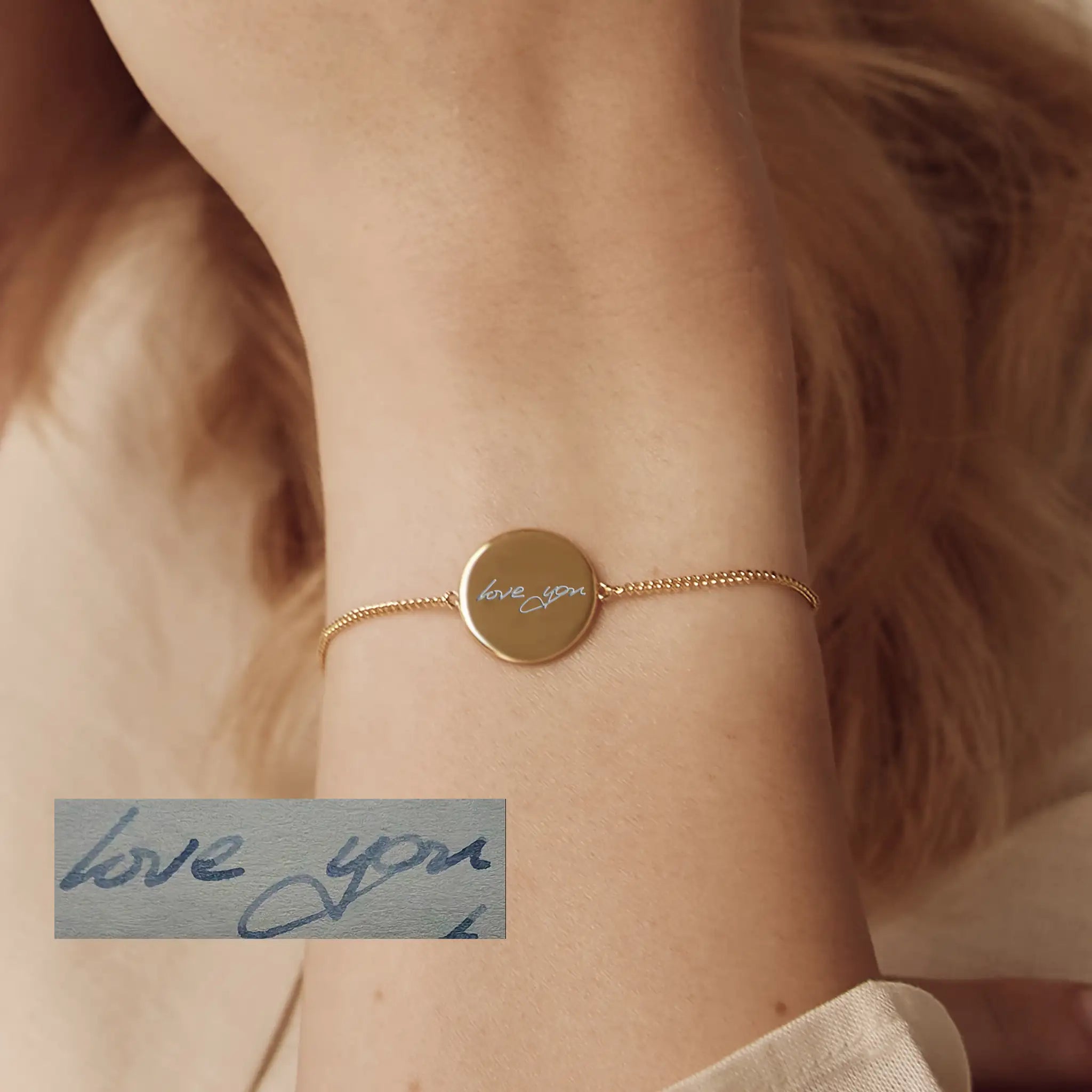 Gold Handwriting Bracelet • Real Writing on Jewellery