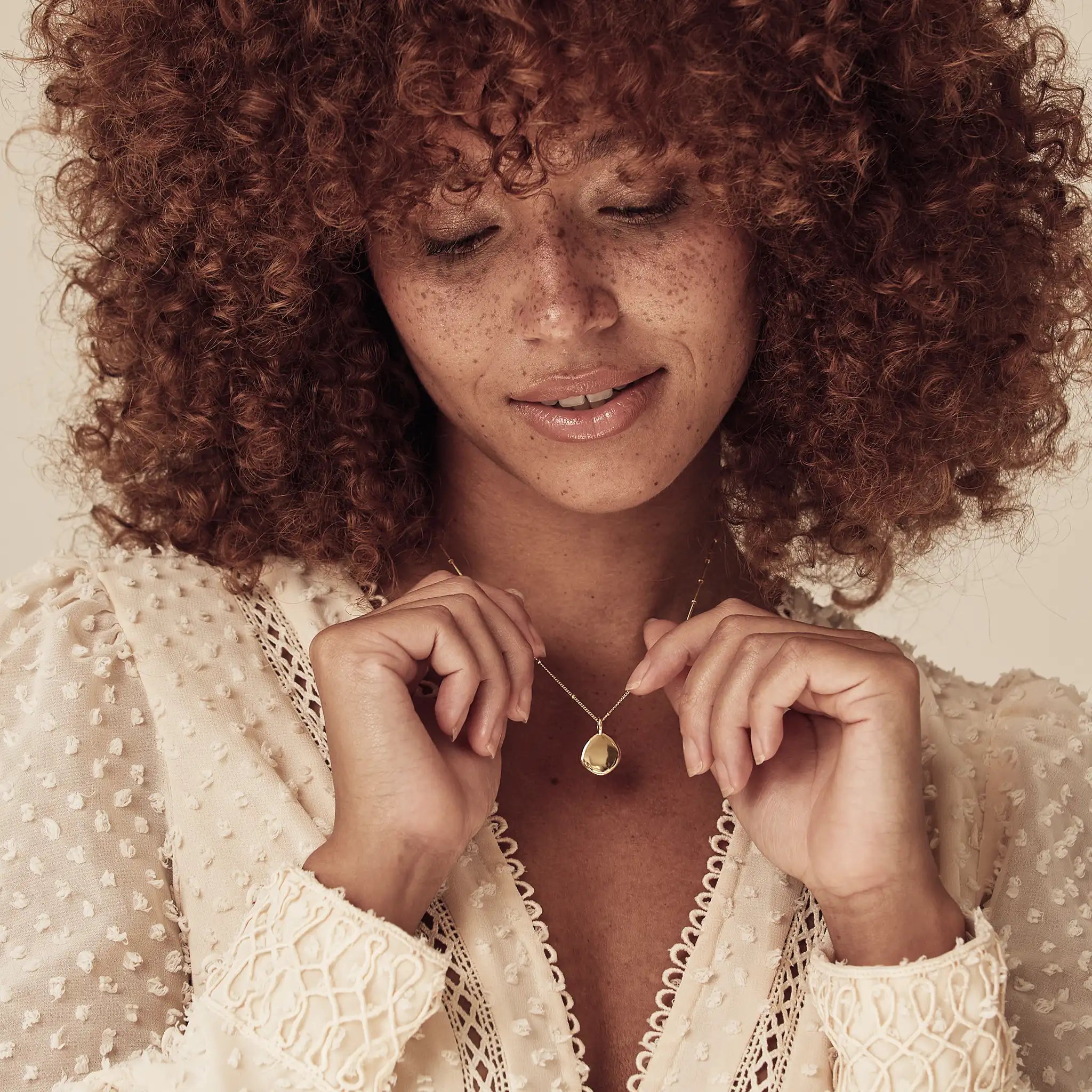 Personalised Organic Pebble Necklace, Gold