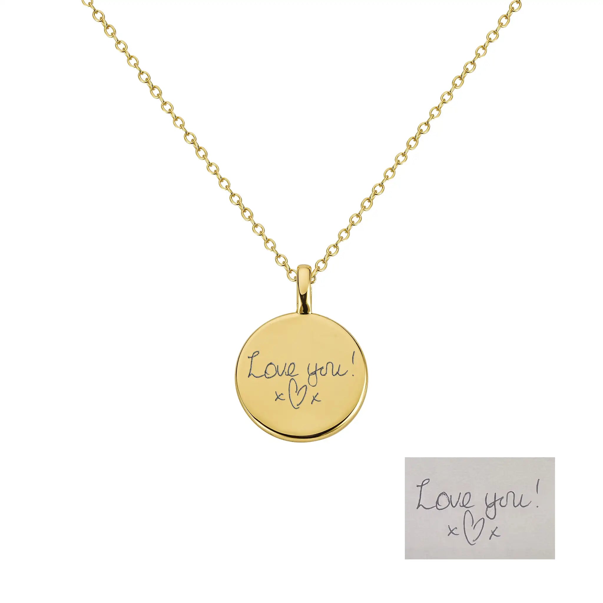 Where to buy a necklace with a loved ones handwriting - Gold Vermeil Handwriting Necklace showing family engraving gold real handwriting necklace actual handwriting necklaces uk sterling silver gold vermeiel