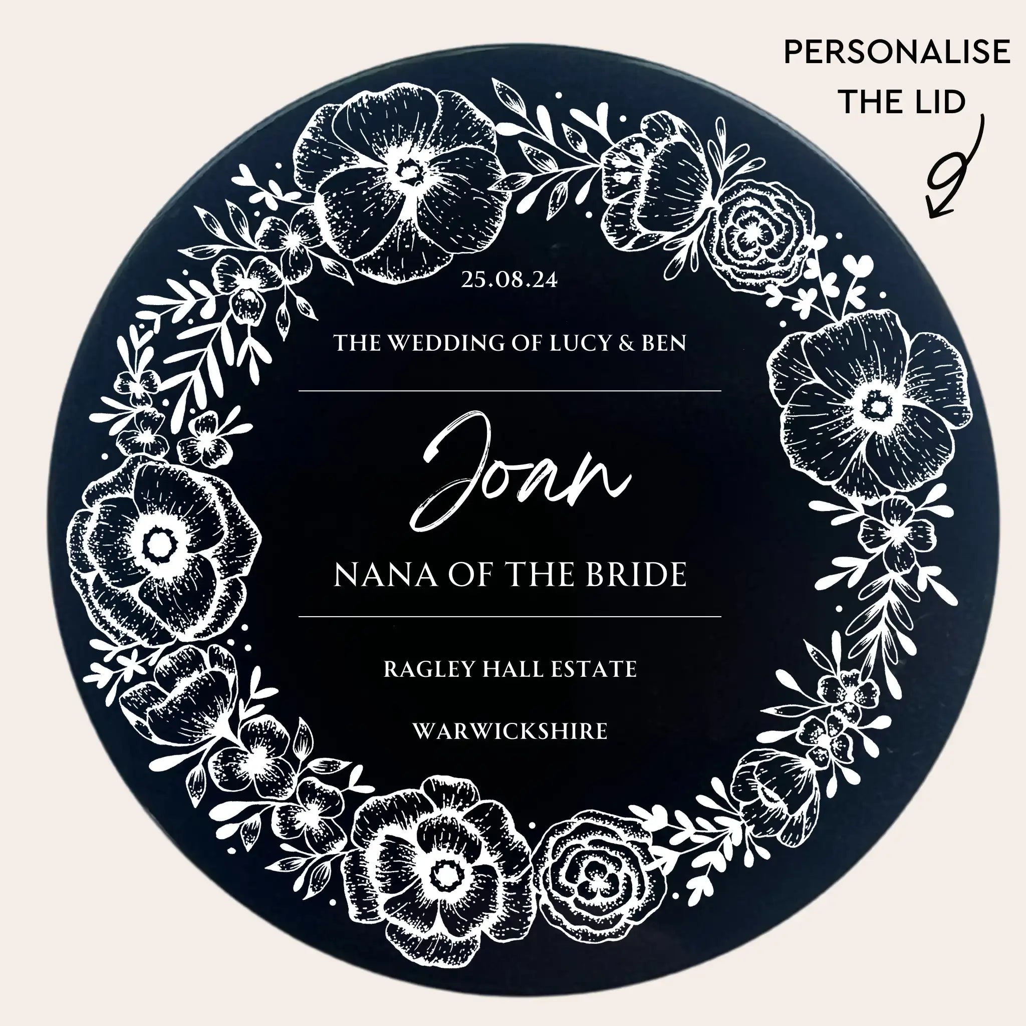 NANA OF THE BRIDE GIFT CANDLE PERSONALISED