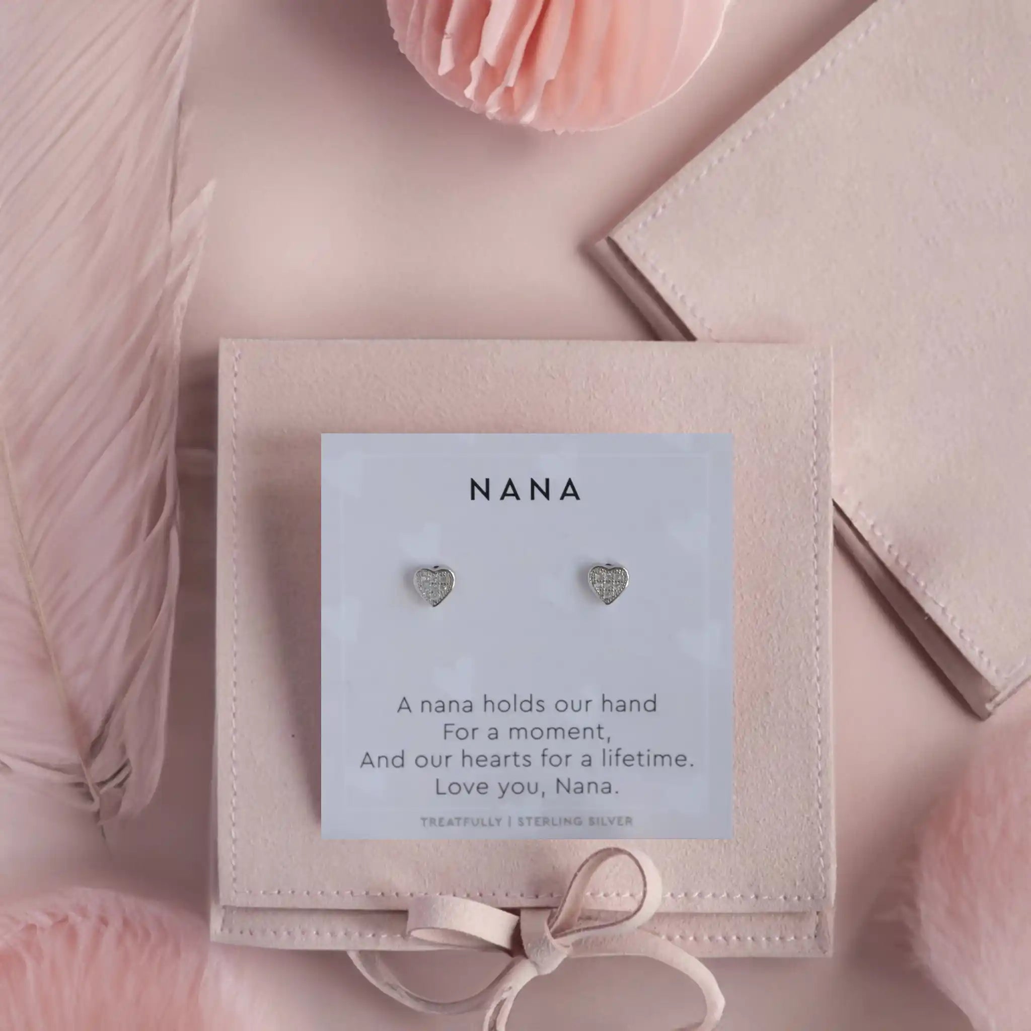 i love you nana heart earrings