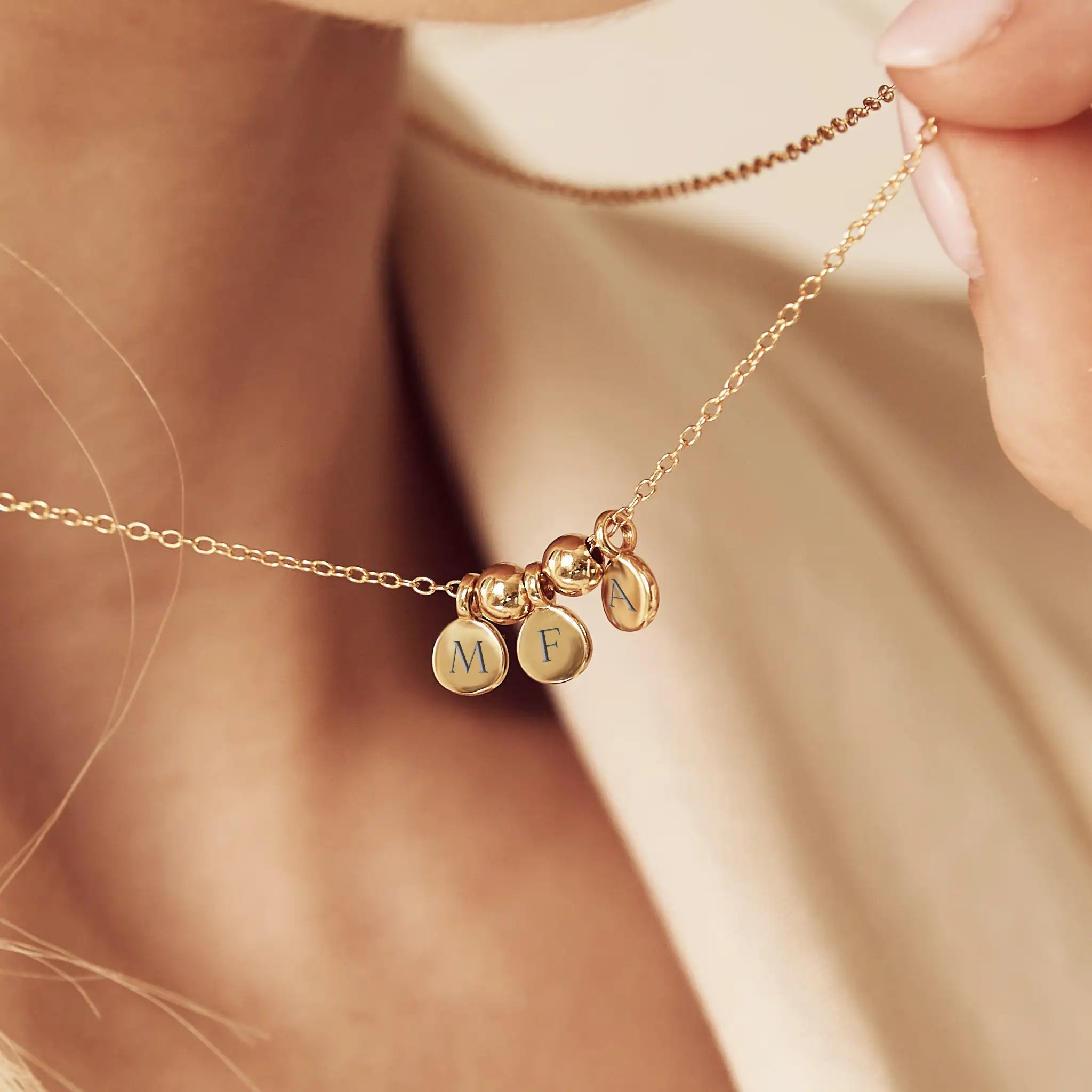 Personalised Tiny Initial Necklace • Custom Engraved Charms