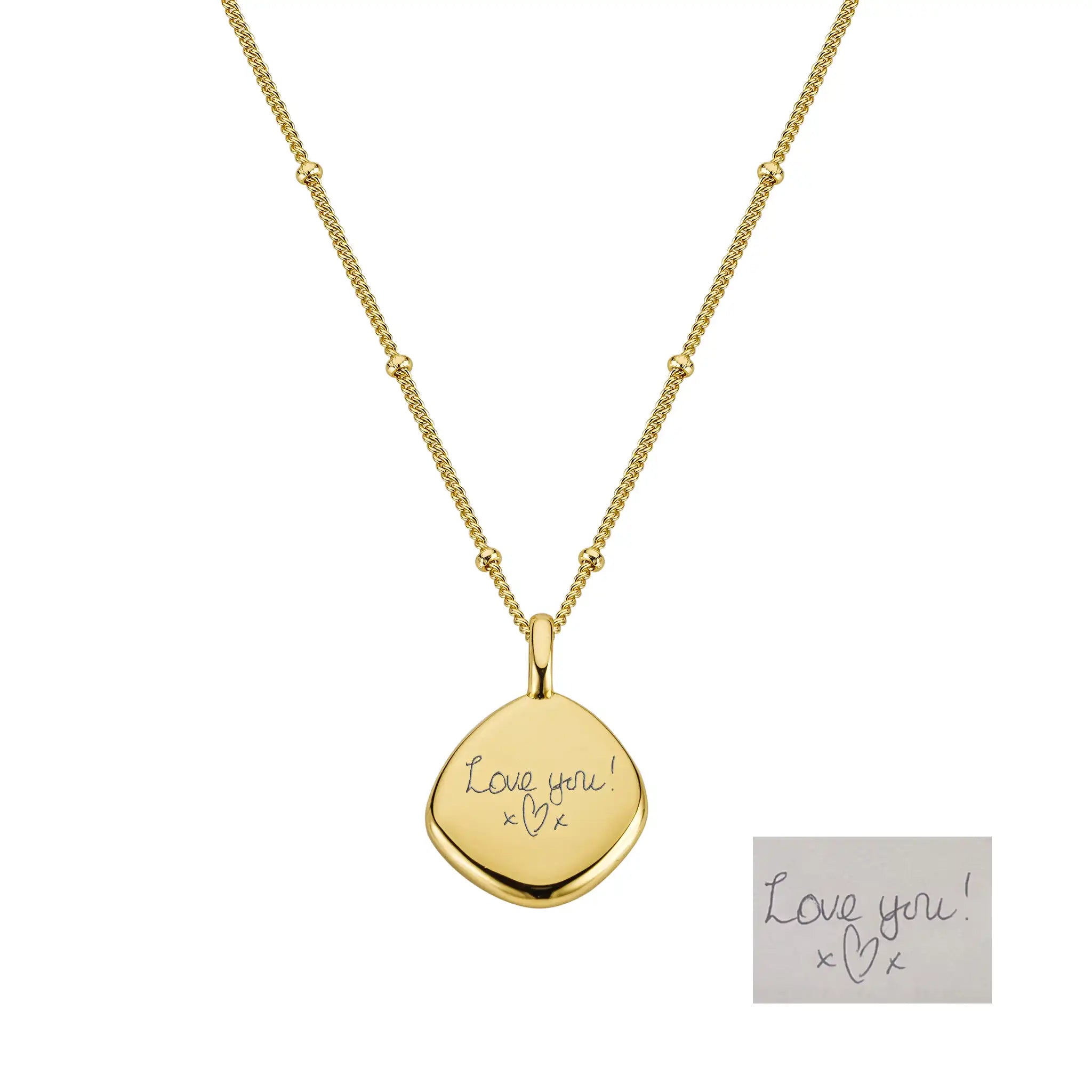 Organic Pebble Handwriting Necklace Gold Vermeil Treatfully Pebble Jewellery