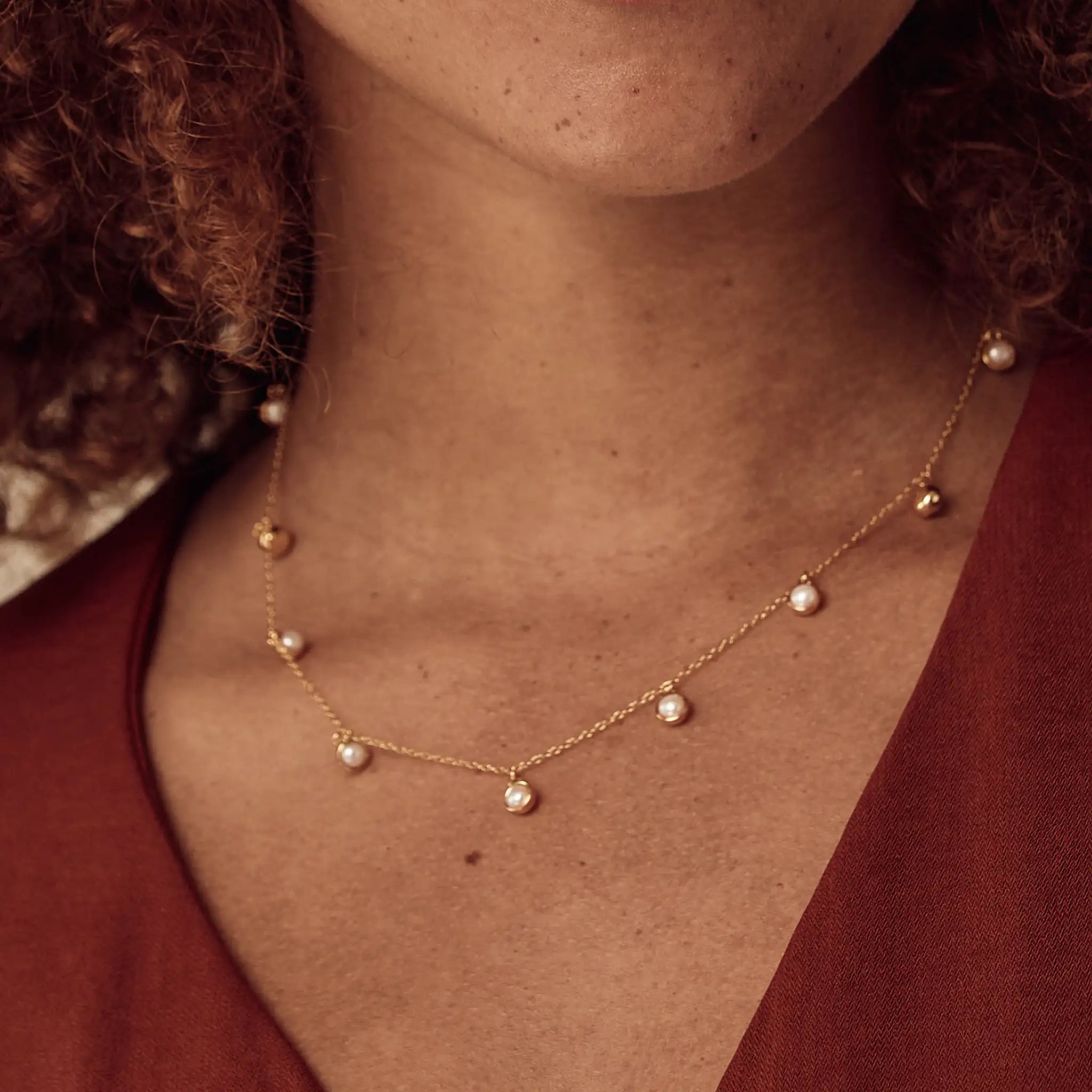 Polka Dot Pearl Charm Necklace · Pearl Chain · Gold Vermeil