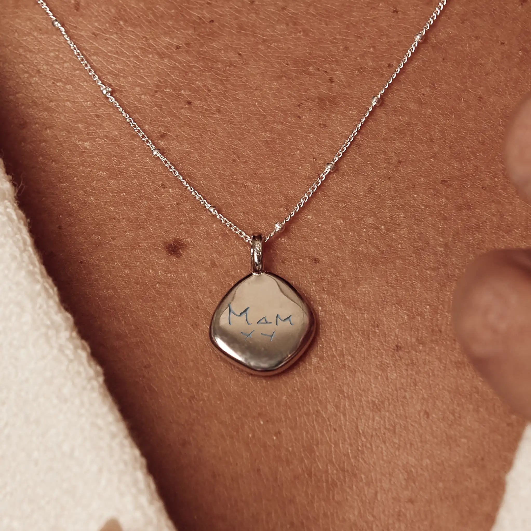 silver handwriting necklaces uk silver pebble necklace personalised by treatfully actual handwriting jewelry