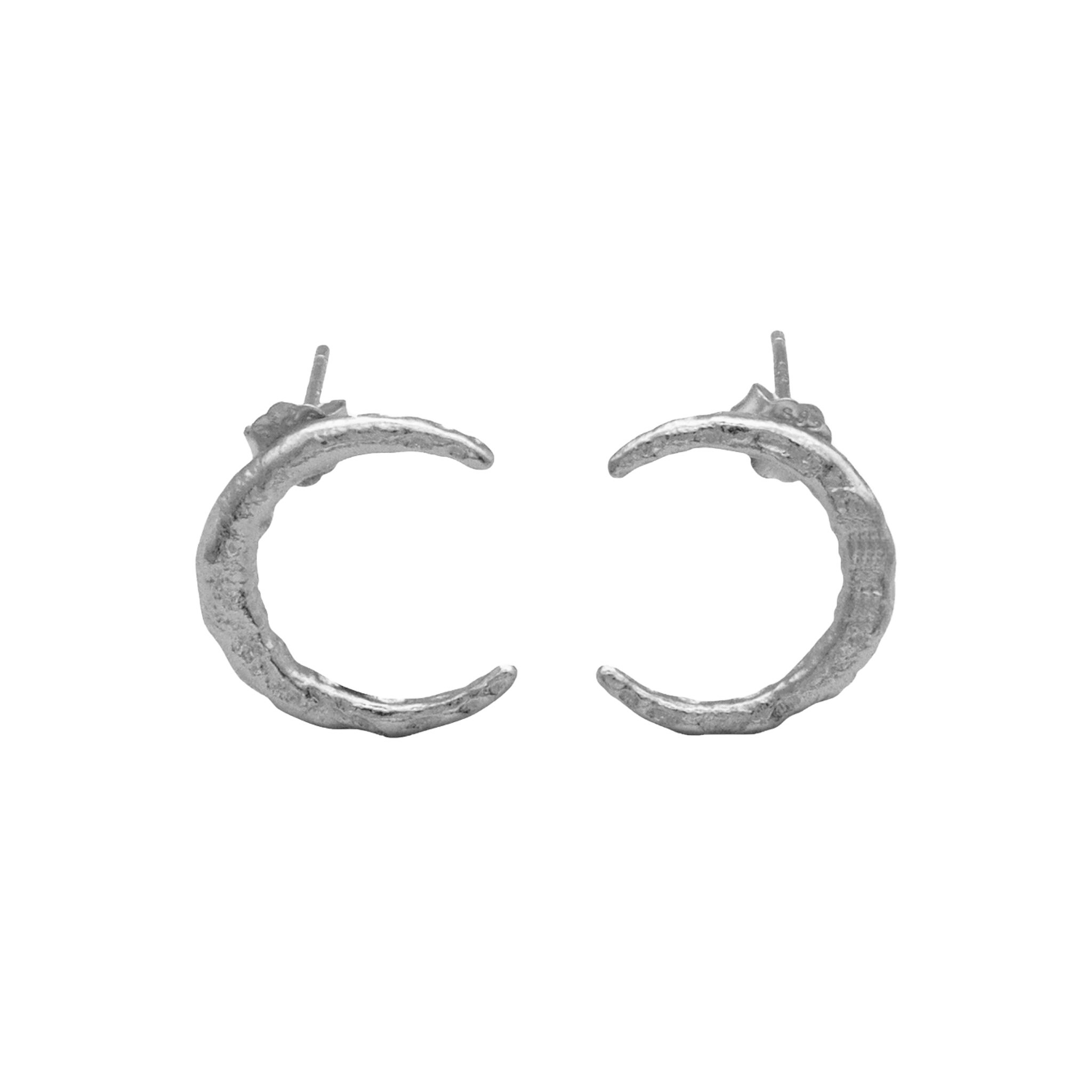 Selene Crescent Moon Earrings, Silver
