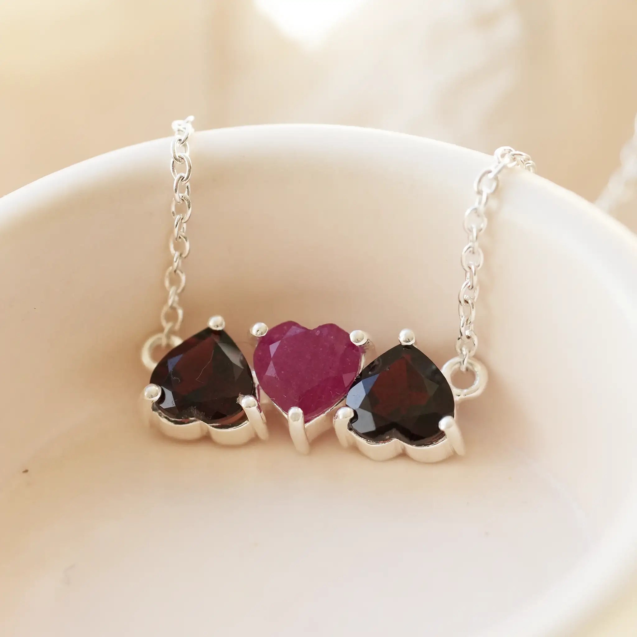 real ruby and garnet necklace silver