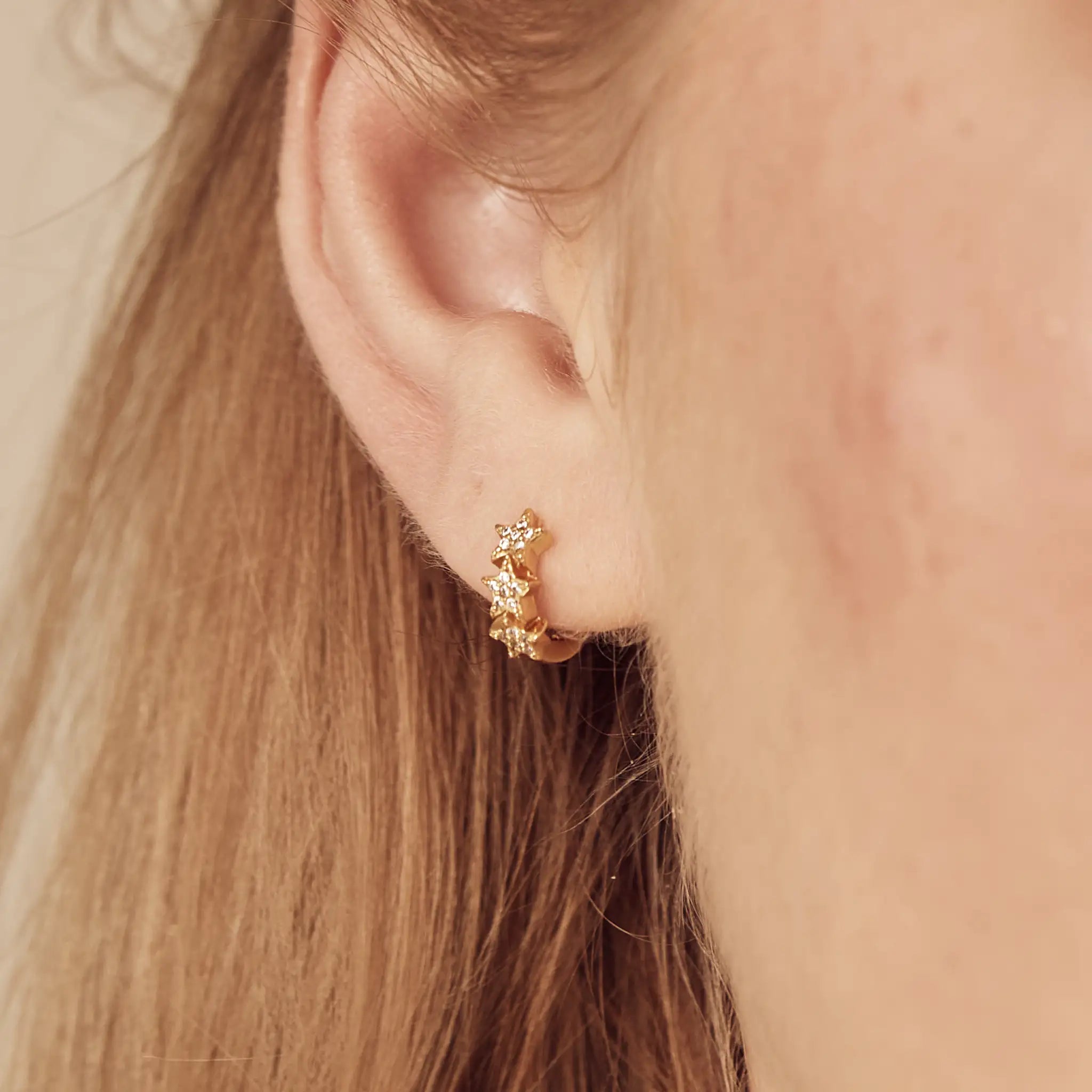 gold celestial earrings treatfully huggies
