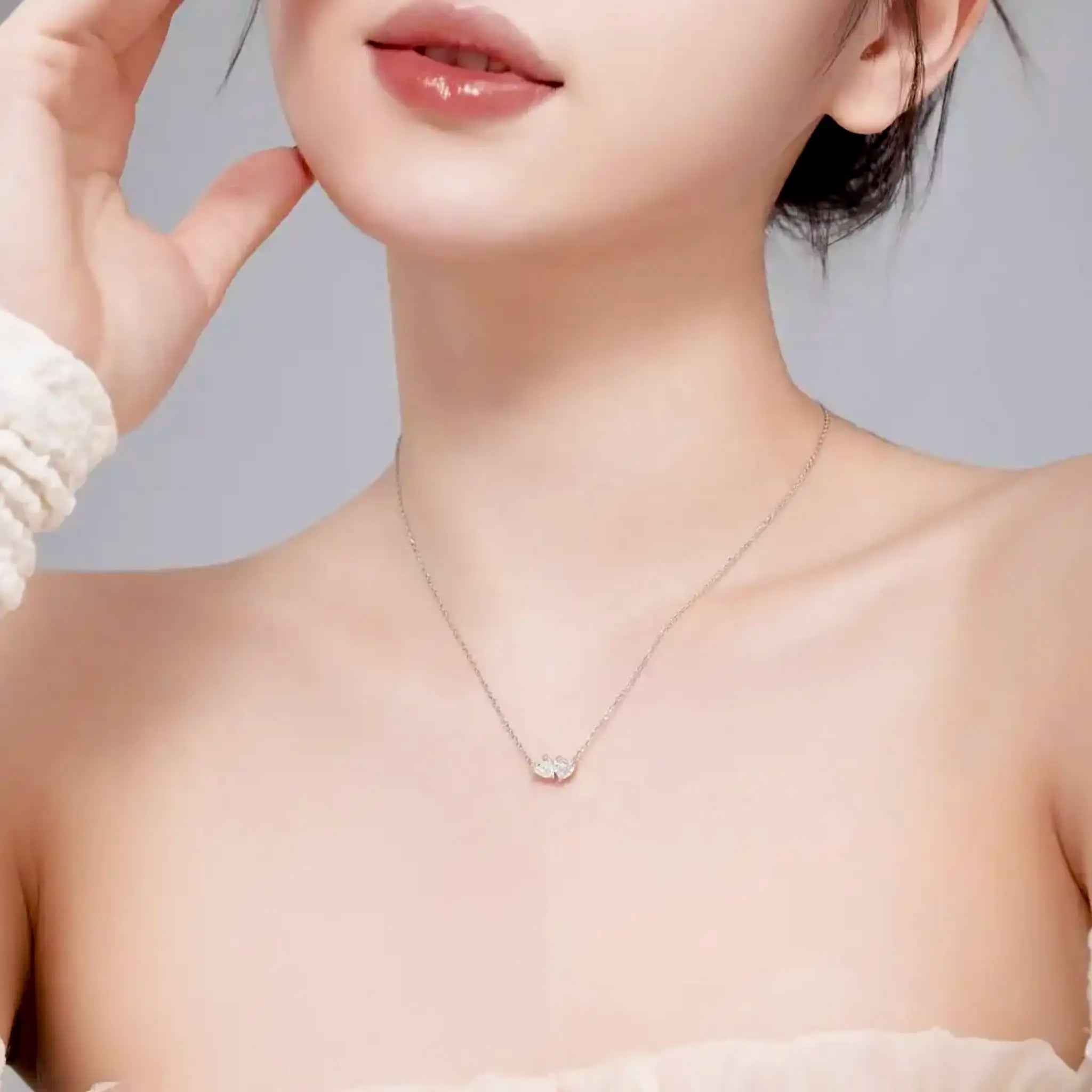 Toi Et Moi Heart Necklace, Silver
