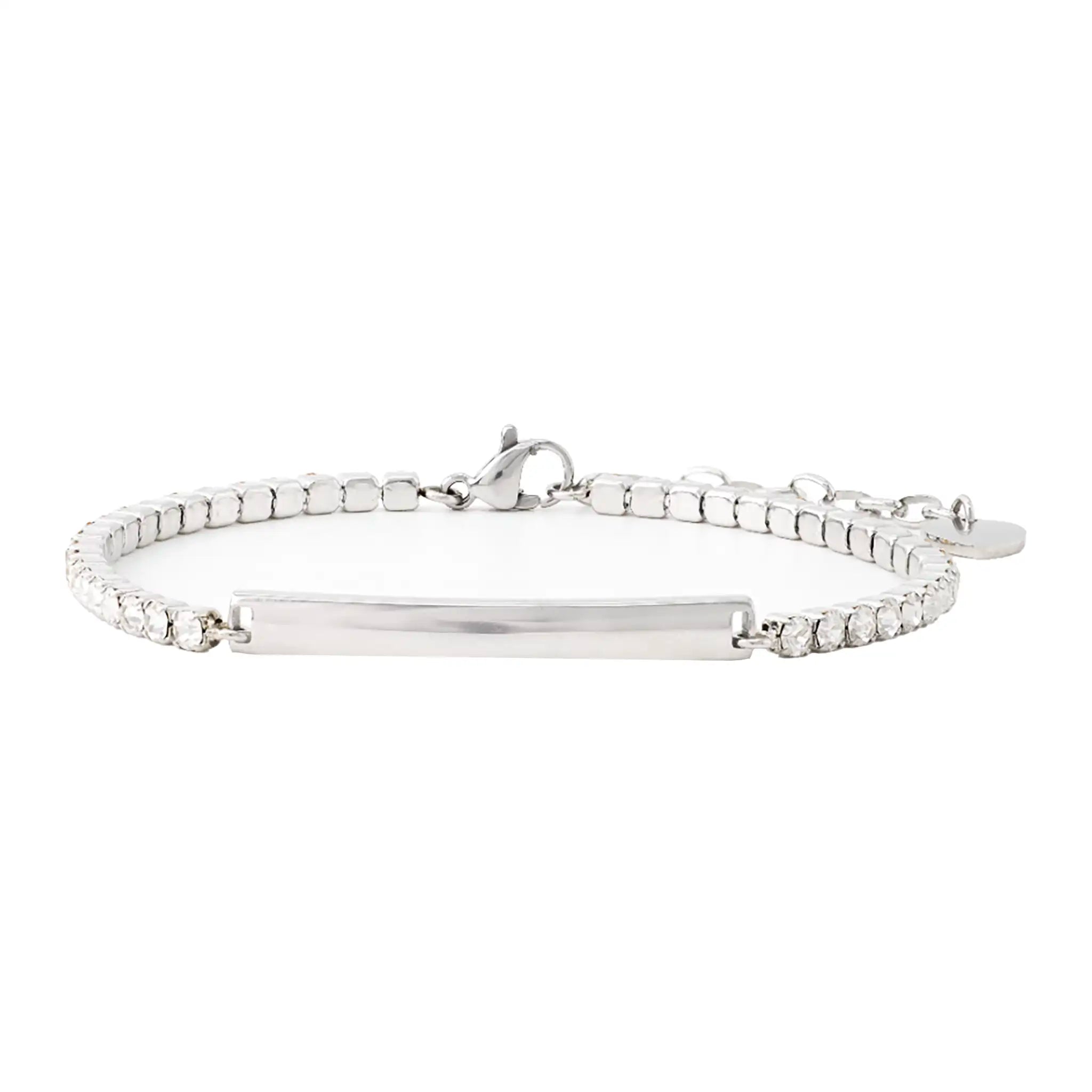 Engravable Tennis Bracelet, Silver