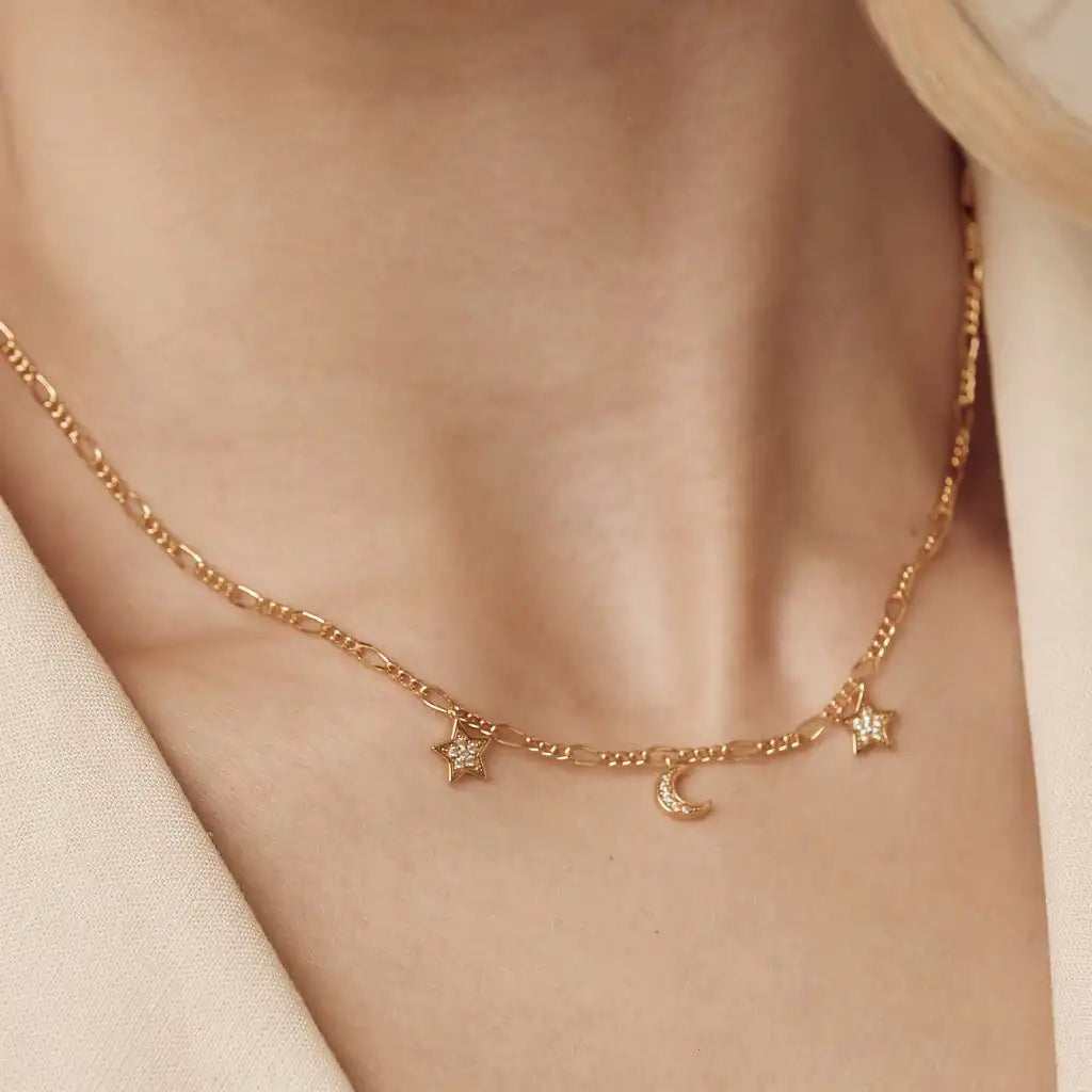gold moon star necklace treatfully uk