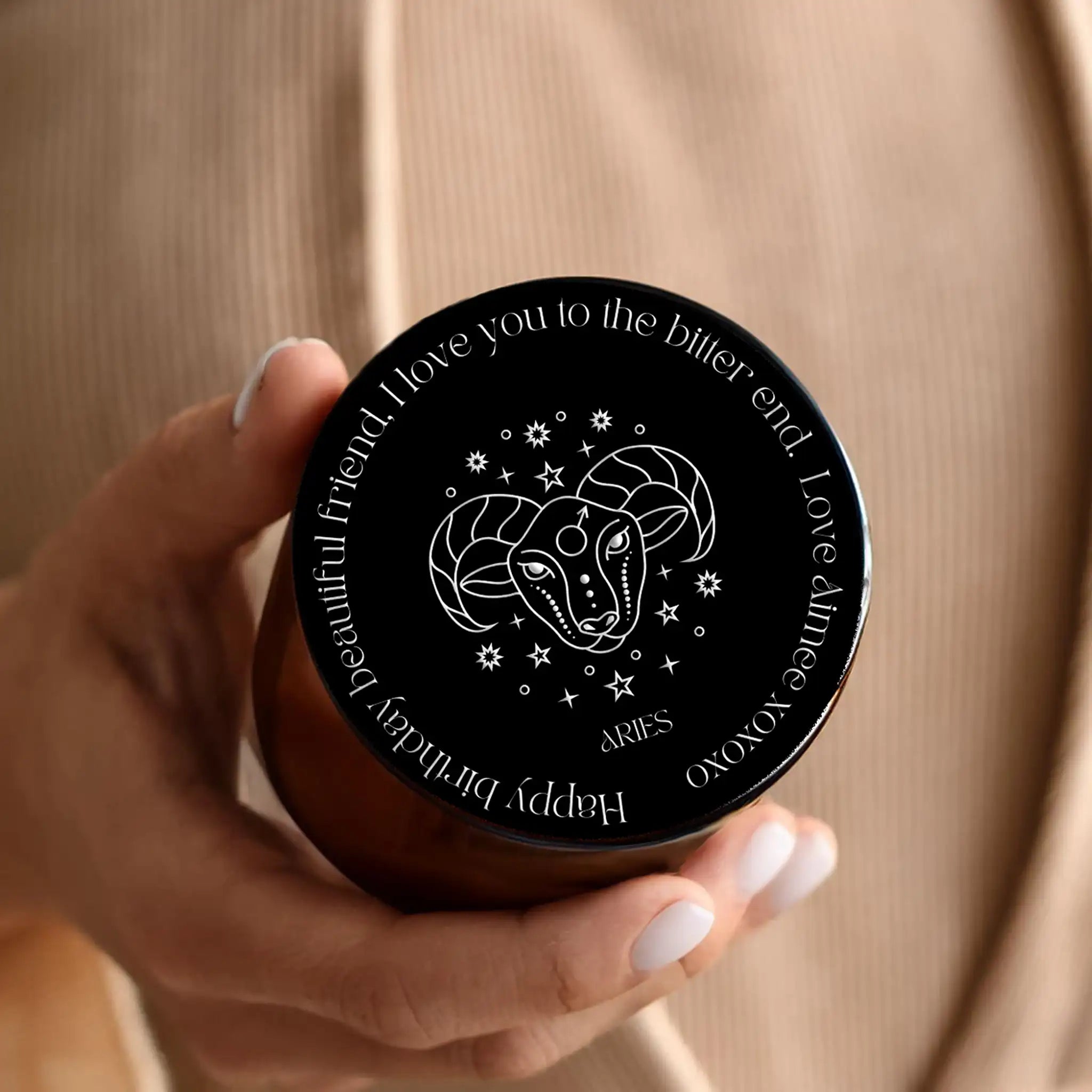 Aries Candle Gift - Engraved Candles Personalised - Treatfully