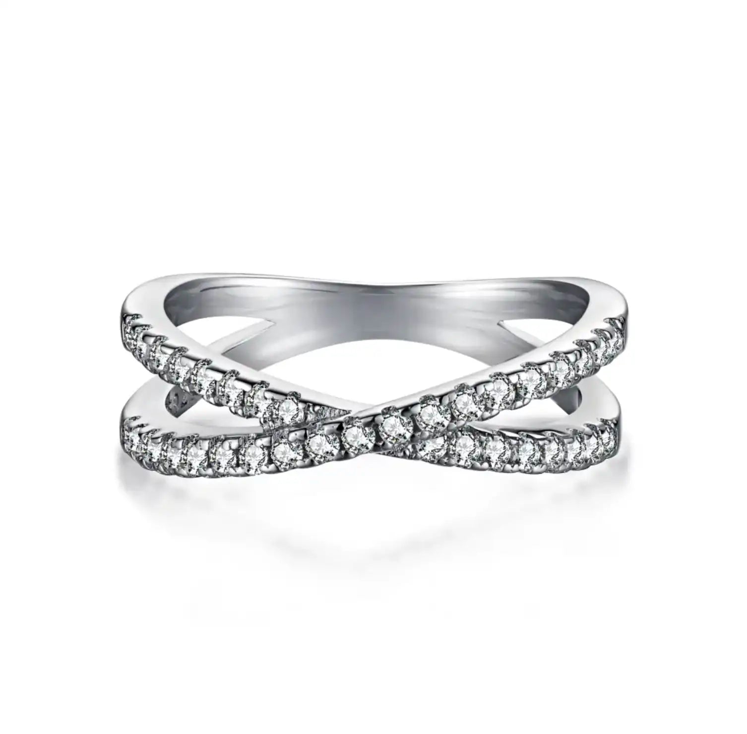 pave criss cross ring crossover ring like pandora sterling silver uk