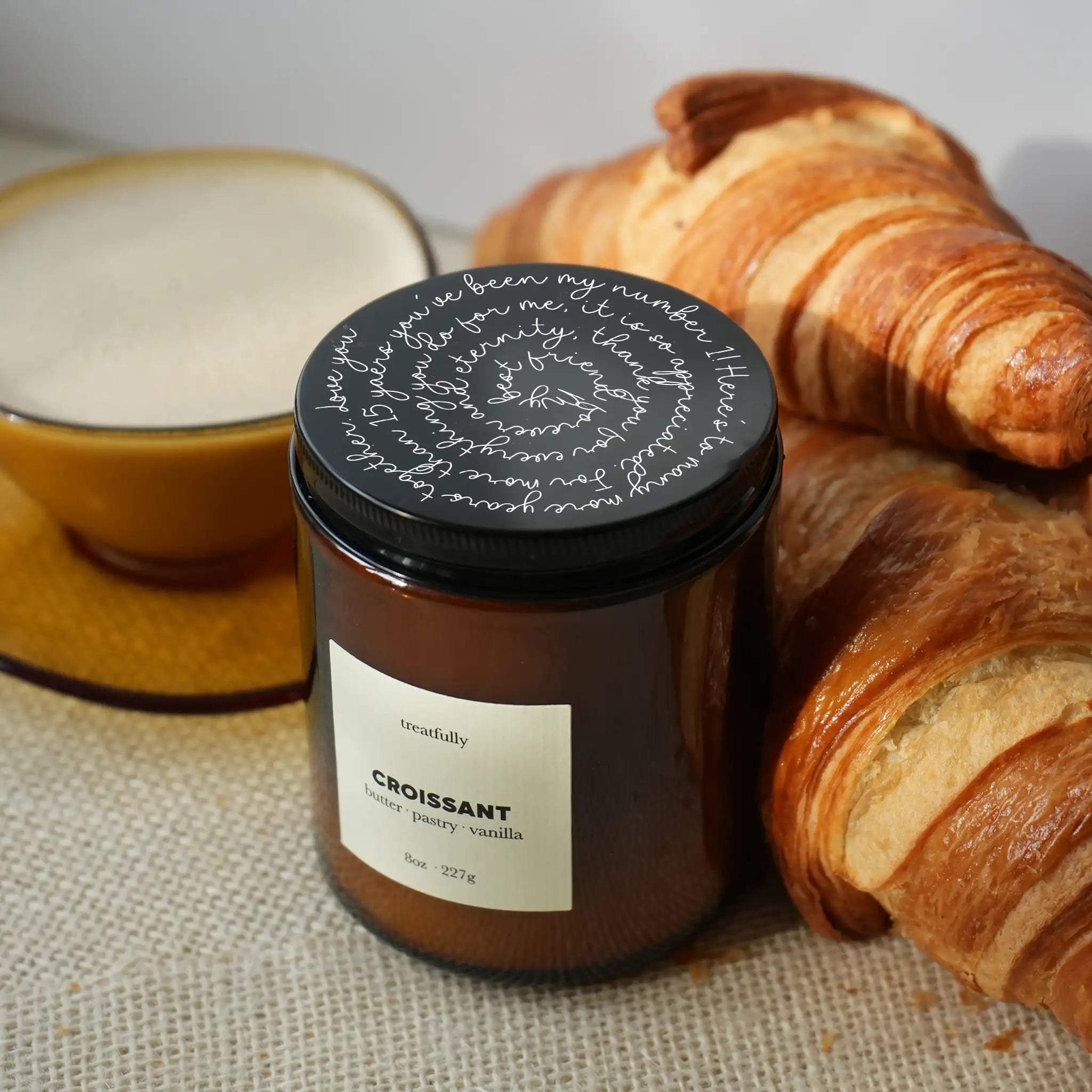 Croissant Candle, Engraved Message Candle