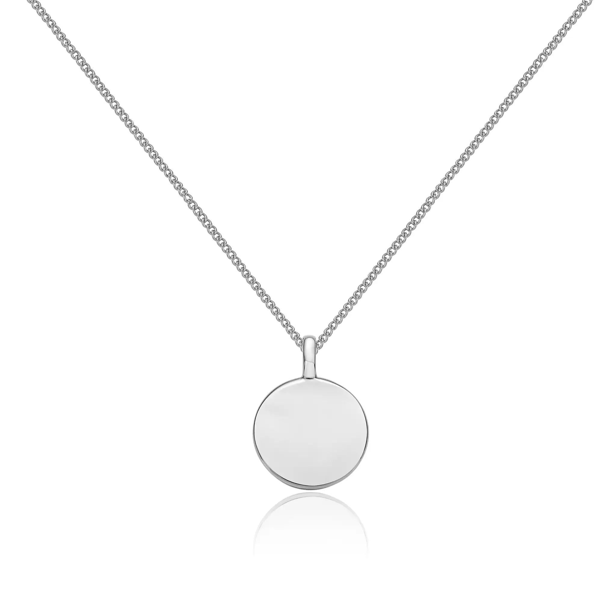 Silver engravable disc necklace treatfully jewellery
