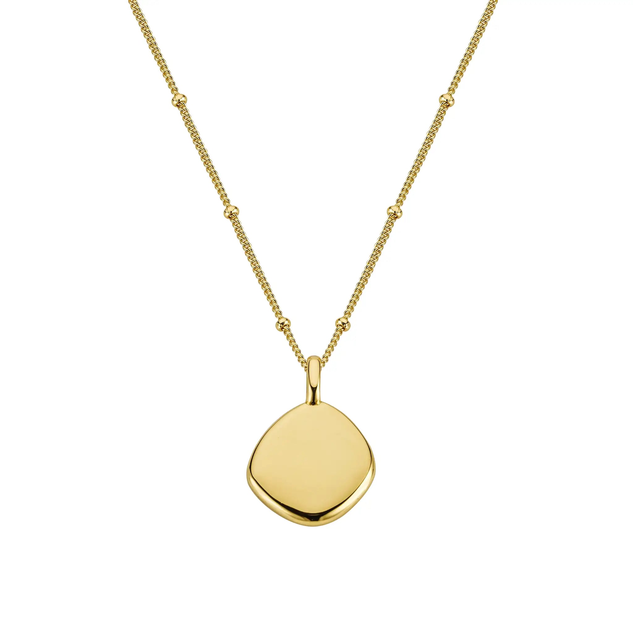 Gold Pebble Necklace Organic Engraved Treatfully