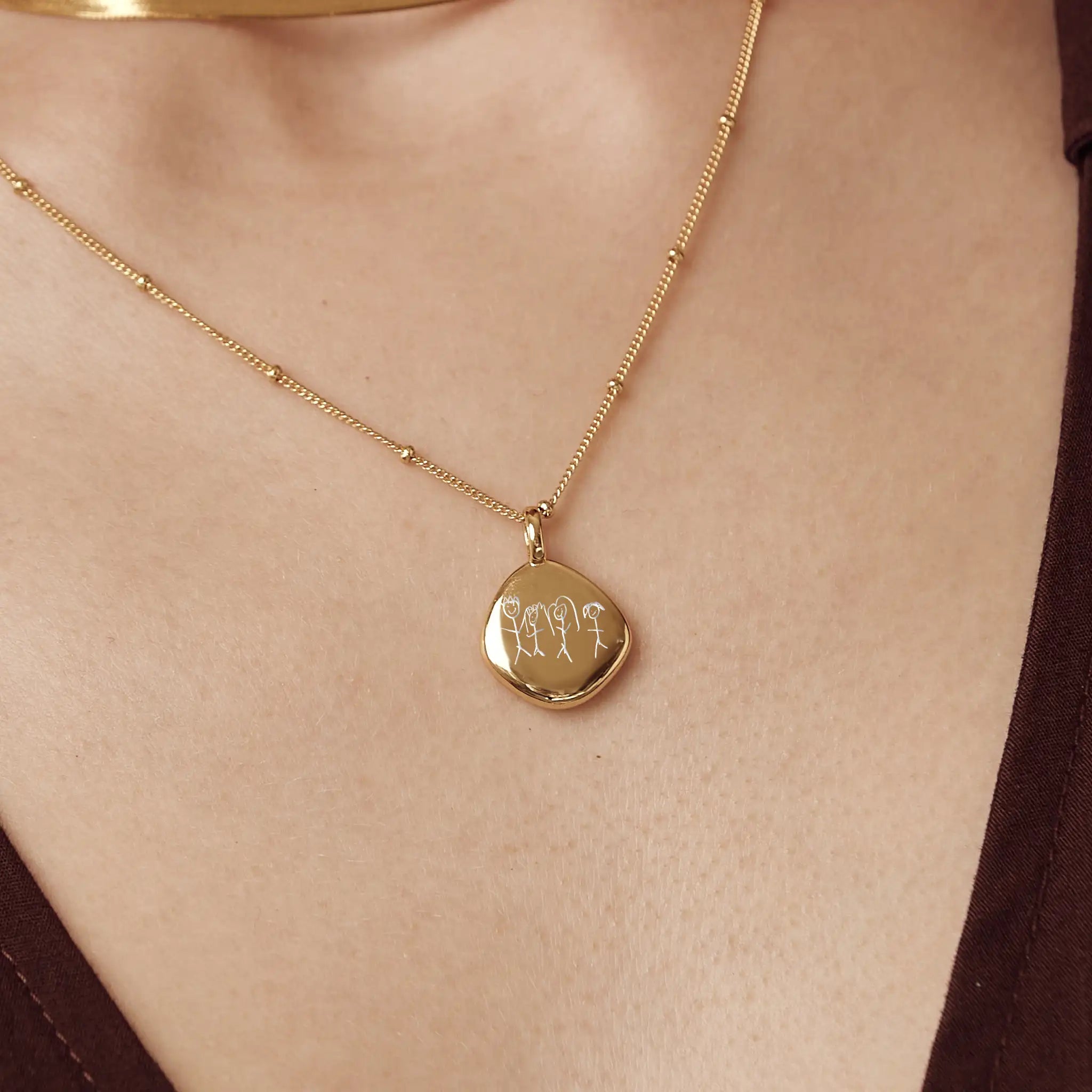 Golden Pebble Necklace Handwriting Necklace Gold Treatfully