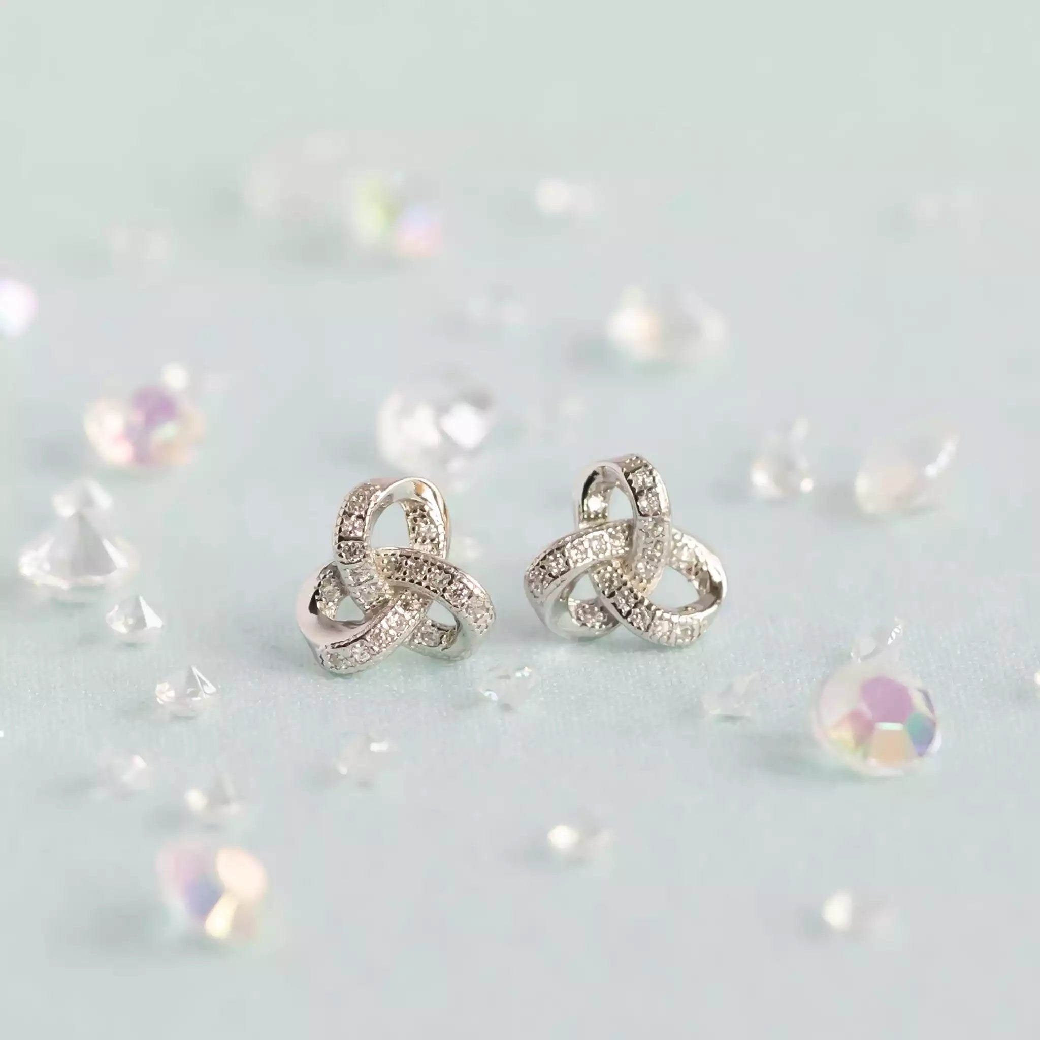 silver love knot studs