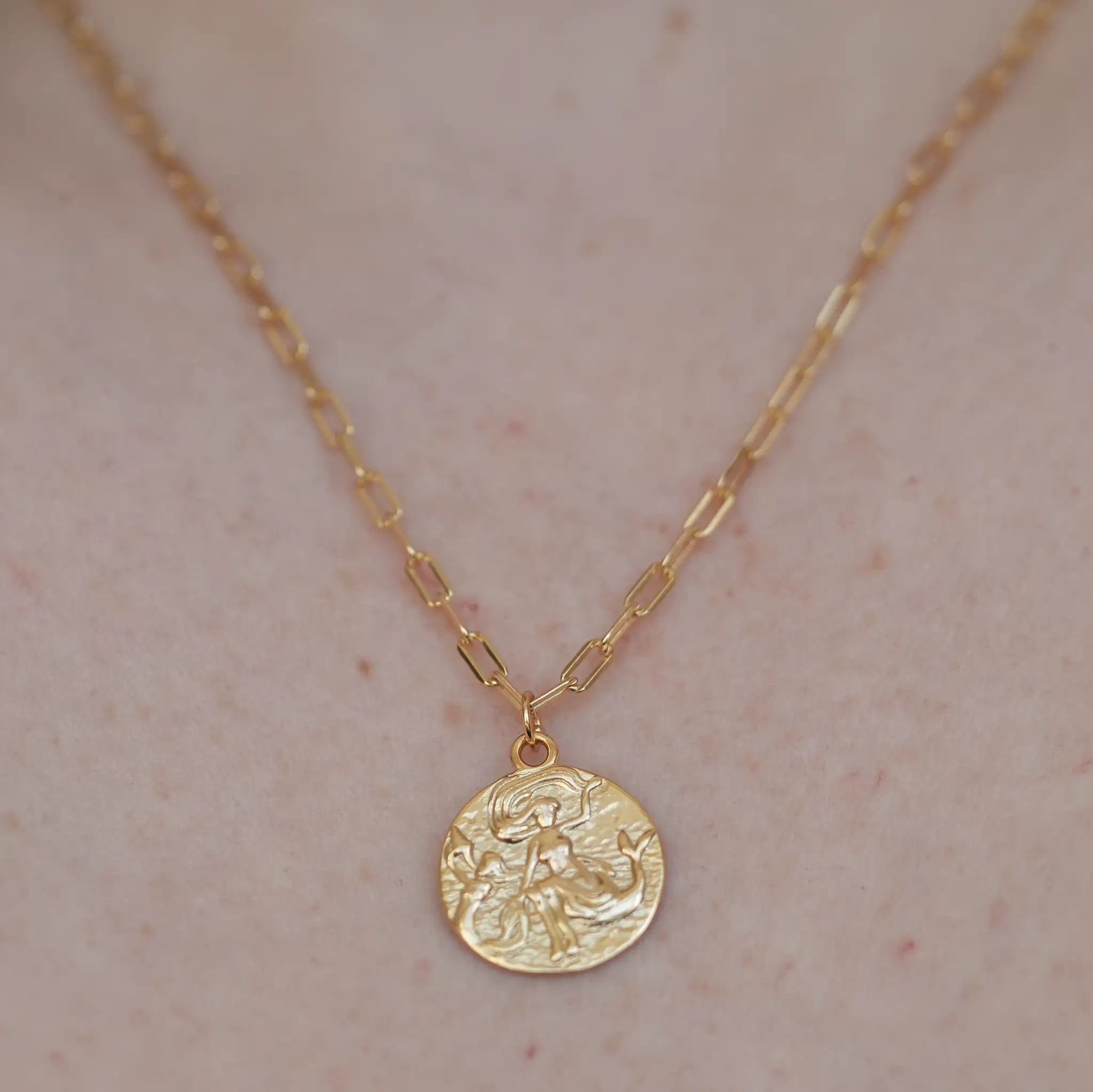 Female Empowerment Mermaid Necklace, Gold