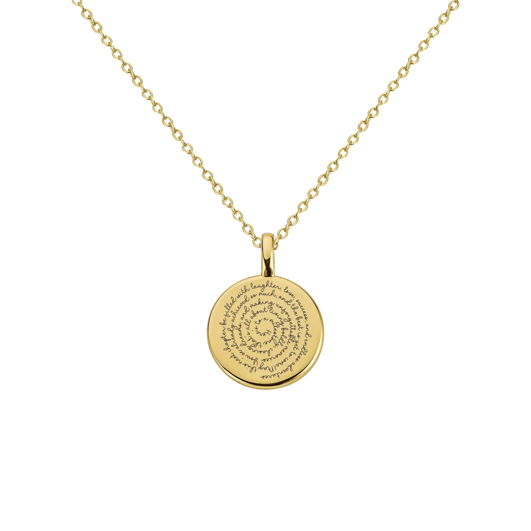 Secret Message Necklace Gold Treatfully Engraved Wedding vow necklace
