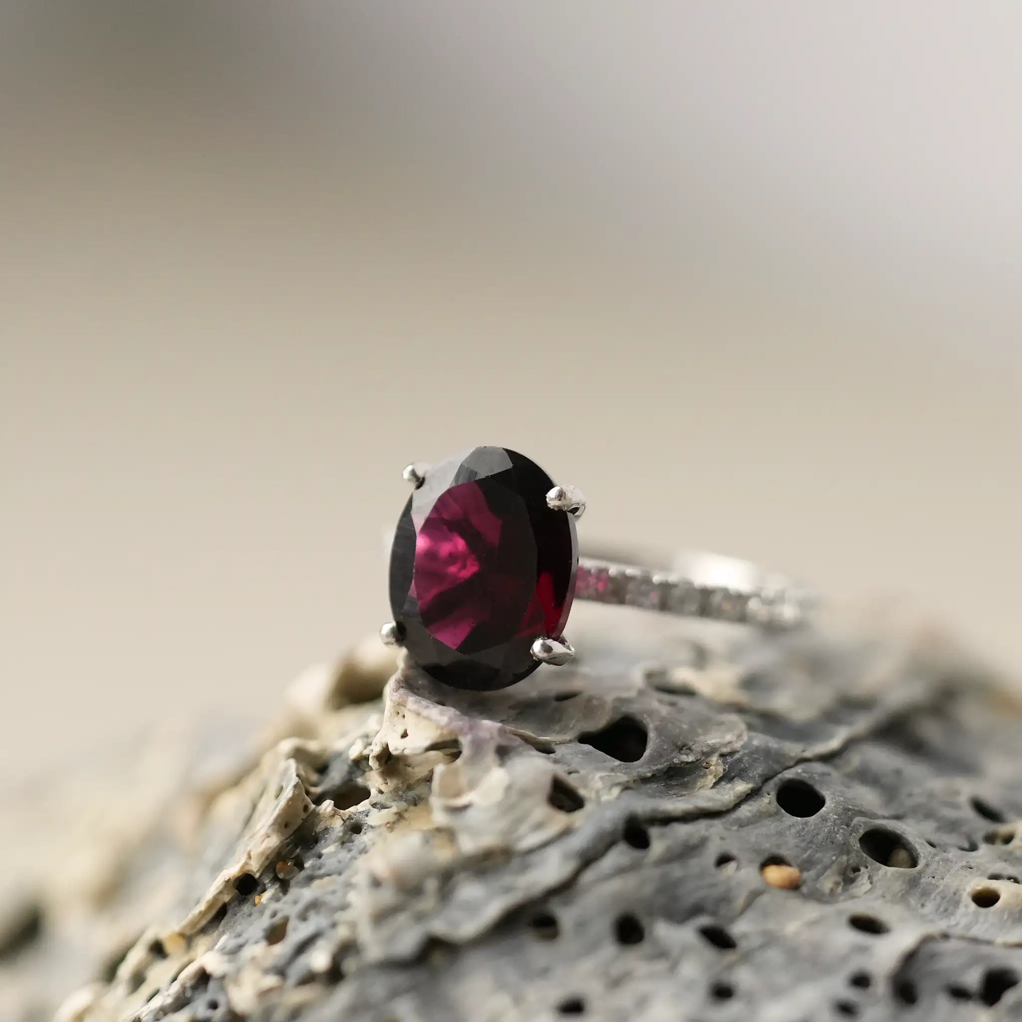 Garnet ring for January birthdays, January birthstone jewellery, garnet ring uk