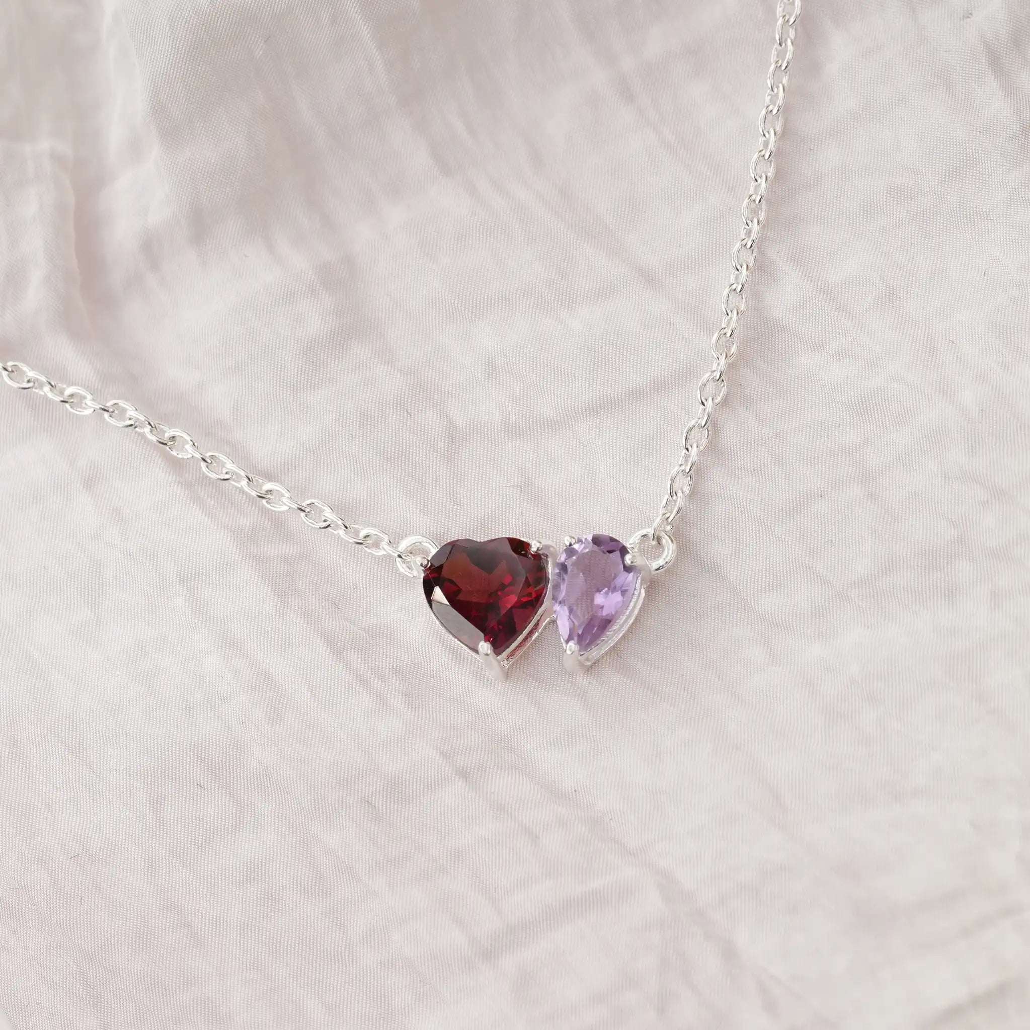 Ruby and amethyst necklace real gemstones treatfully