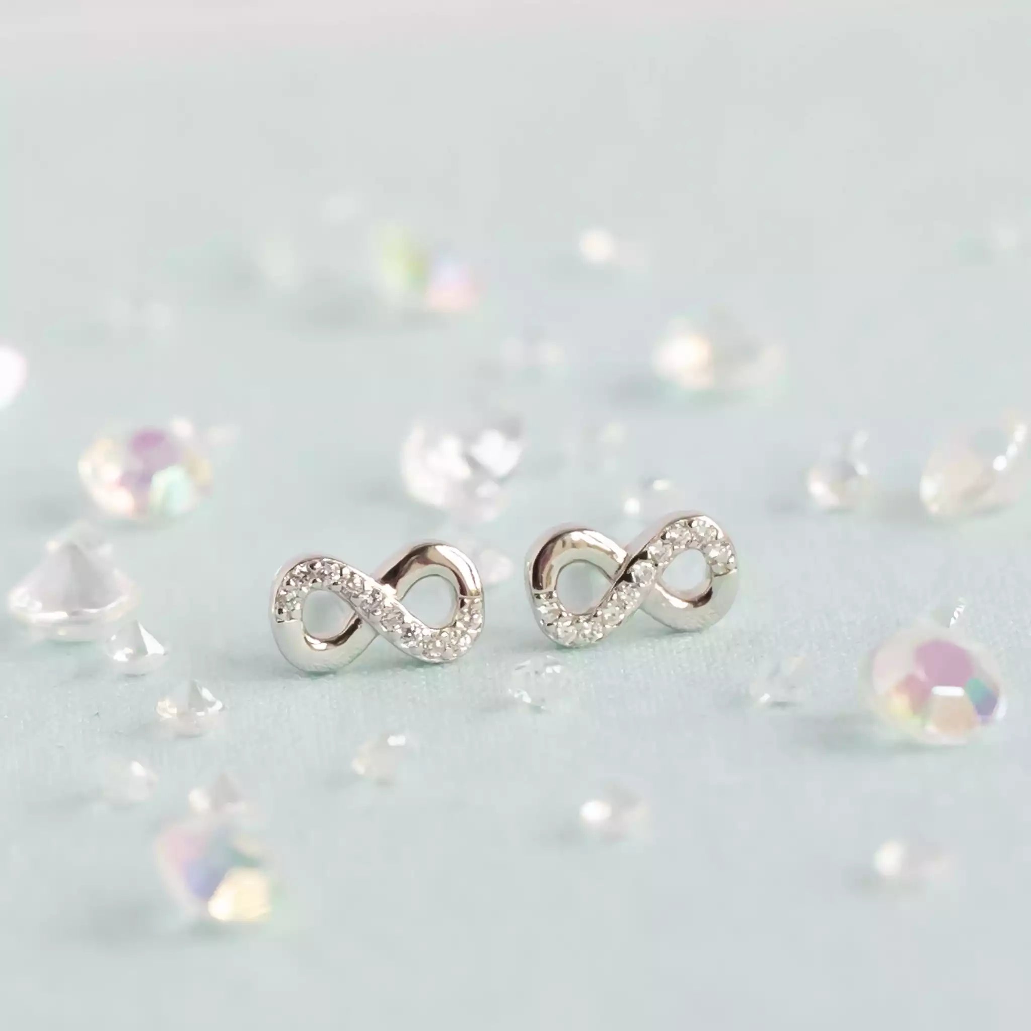 silver infinity studs for mum