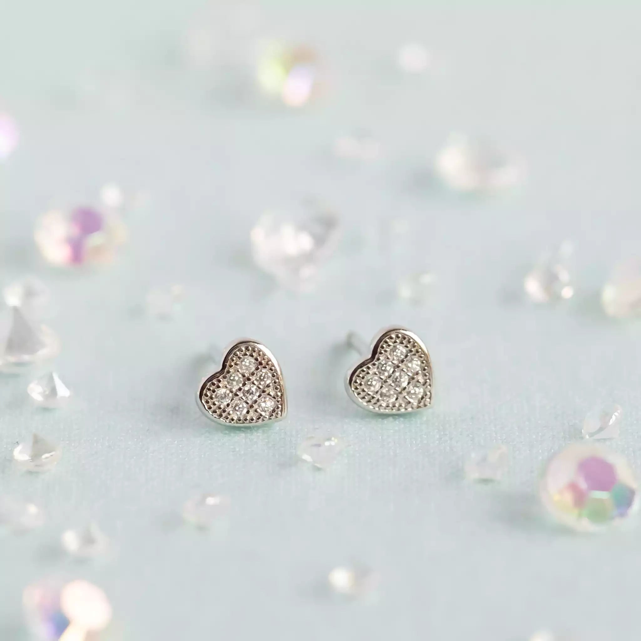 silver heart earrings